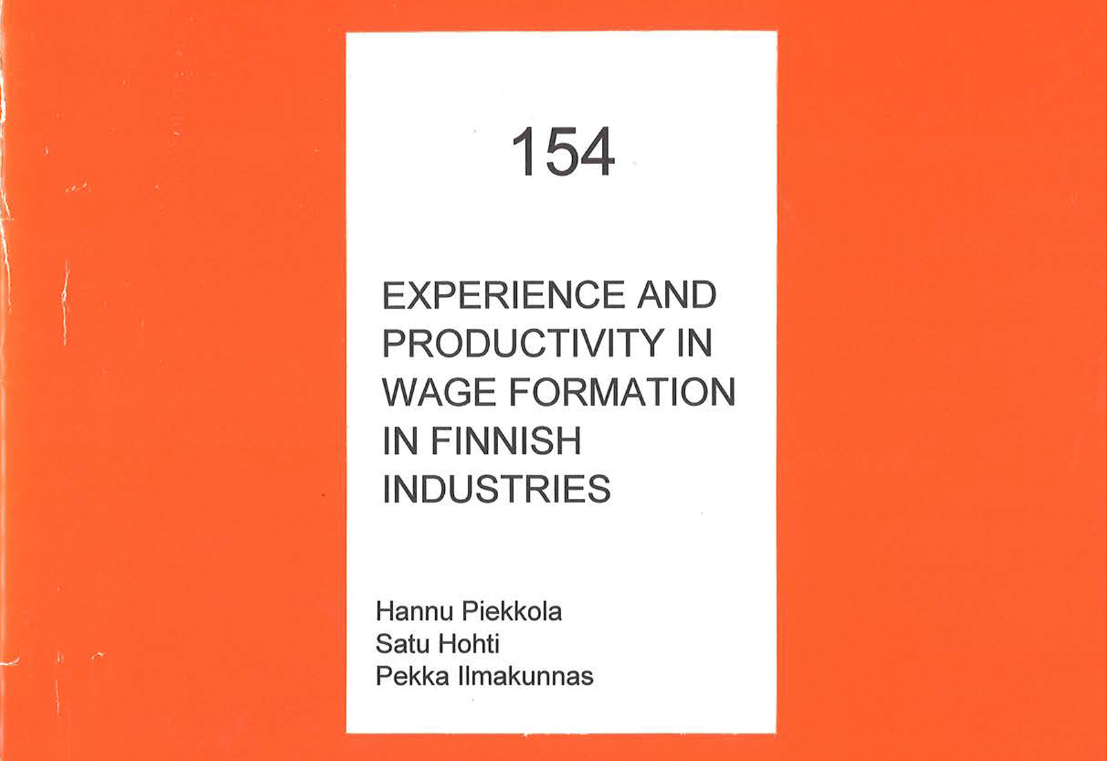 Experience and Productivity in Wage Formation in Finnish Industries