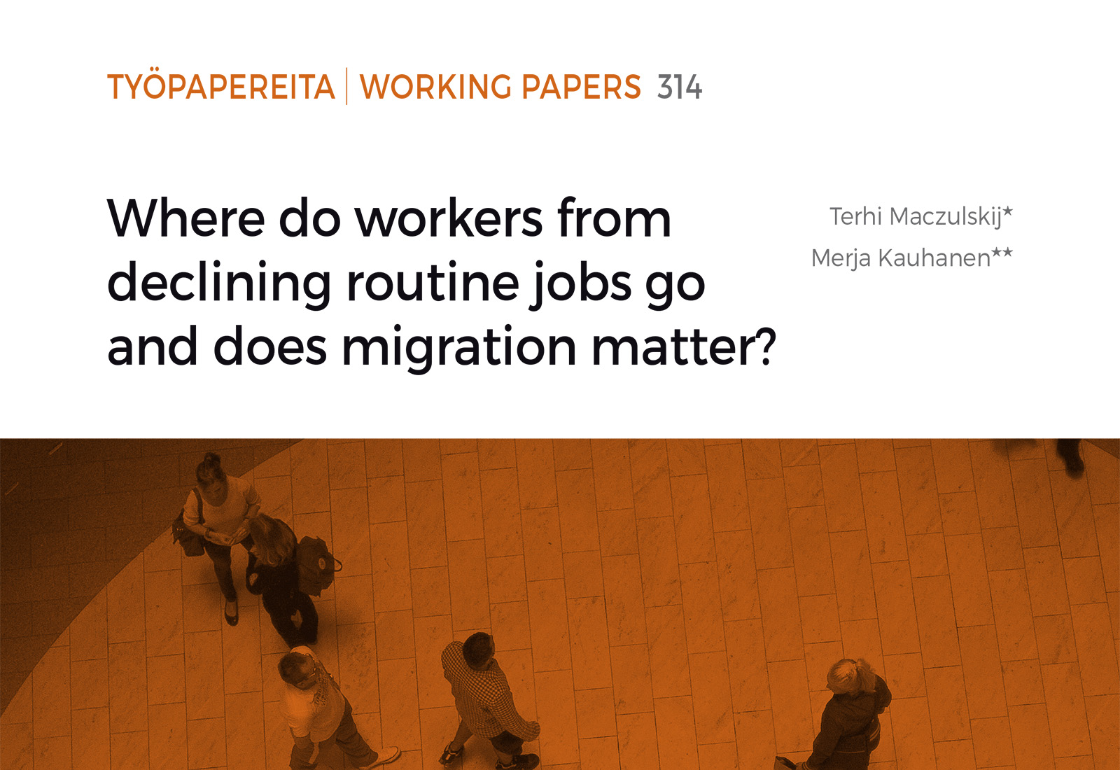 Where do workers from declining routine jobs go and does migration matter?
