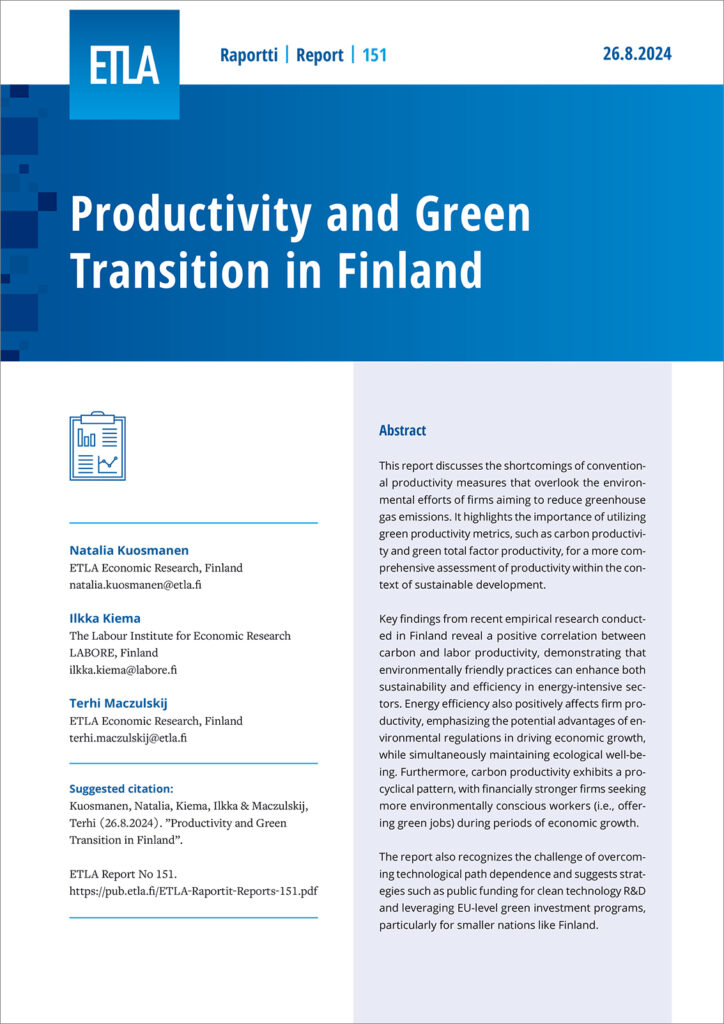 Productivity and Green Transition in Finland