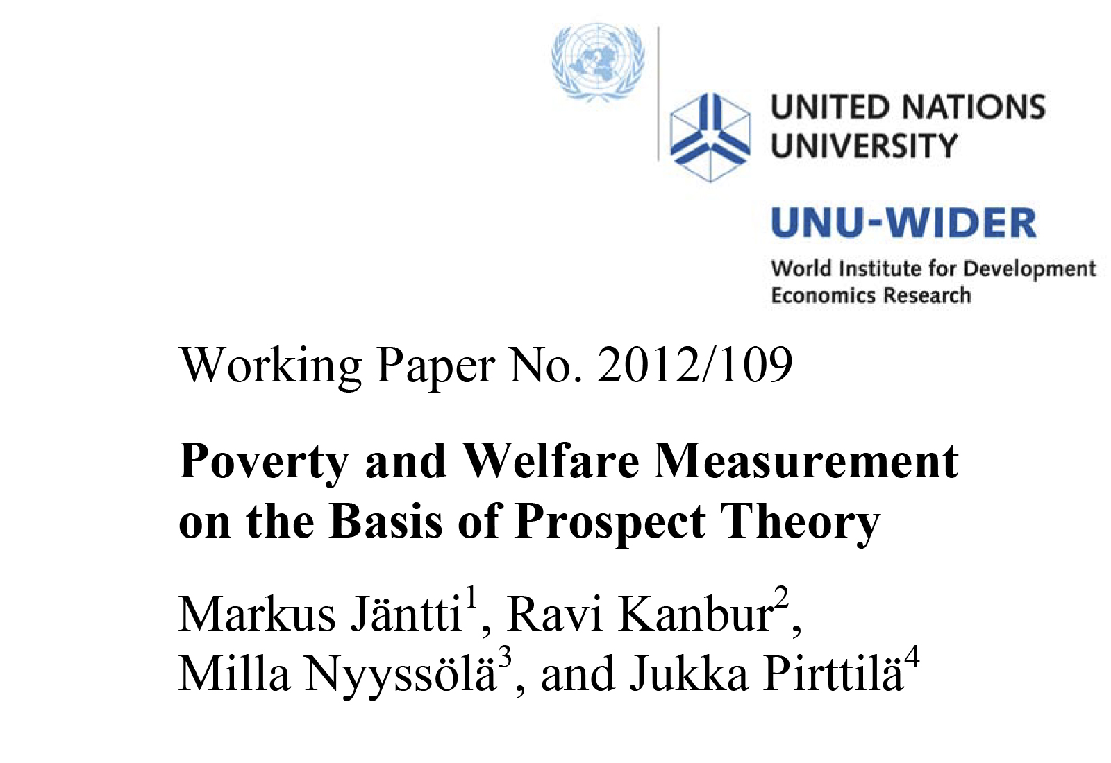 Poverty and Welfare Measurement on the Basis of Prospect Theory