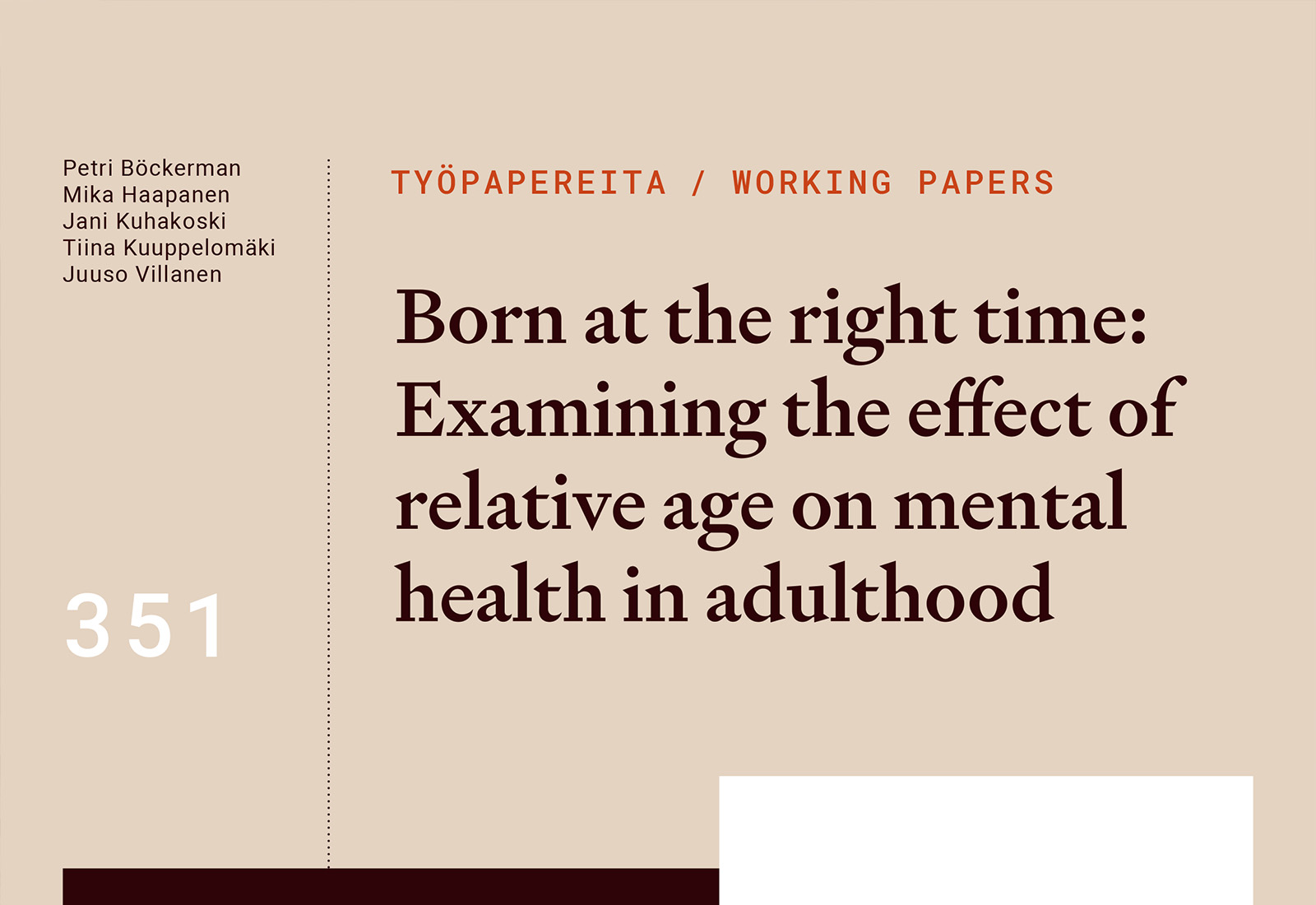 Born at the right time: Examining the effect of relative age on mental health in adulthood