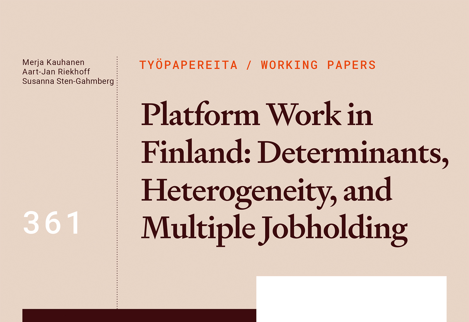 Platform Work in Finland: Determinants, Heterogeneity, and Multiple Jobholding